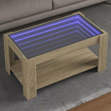 Coffee Table with LED Sonoma Oak 93x53x45 cm Engineered Wood 847555