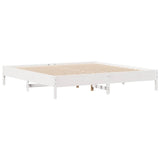 Bed Frame without Mattress White 200x200 cm Solid Wood Pine 3301699