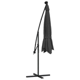 Cantilever Garden Parasol with LED Lights and Steel Pole 300 cm Anthracite 44521
