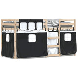 Bunk Bed without Mattress White&Black 90x200 cm Solid Wood Pine 3283892
