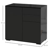 High Gloss Frame Sideboard, Push-Open Design with 2 Drawers for Living Room, Bedroom, 74H x 79W x T3398P343440