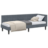 Corner Bed Frame with Headboard Dark grey 80 x 200 cm Velvet 42016409