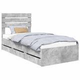 Bed Frame with Drawer Concrete Grey 90 x 190 cm Engineer Wood 3411536