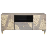TV Cabinet with Drawer Grey 105 x 33 x 46 cm Solid Mango Wood 4018786