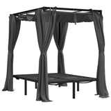 Sun Lounger With Curtains Anthracite Powder-coated steel, fabric 313930