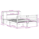 Bookcase Bed without Mattress 120x190 cm Small Double Solid Wood Pine 3321844