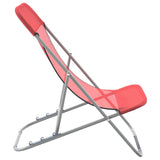 Folding Beach Chairs 2 pcs Red Textilene&Powder-coated Steel 360189