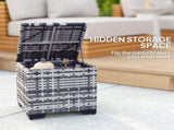 Set of 2 Rattan Storage Ottoman, Outdoor Footstool with Removable Cushions, Garden Storage Seat for T3398P325086