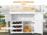Modern Kitchen Trolley, Rolling Island Storage Cart with Drawer, 9-bottle Wine Rack, Door Cabinets, T3398P343513