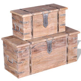 Two Piece Storage Chest Set Acacia Wood 244054