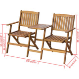 Folding Garden Bench Brown Solid acacia wood Medium Foldable 42654