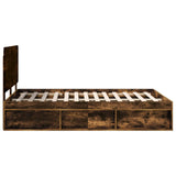 Bed Frame Smoked Oak 140 x 200 cm Solid Pine Wood 3412483