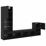 TV Wall Units with LED Strip Lights Black Oak Engineered Wood 3402949