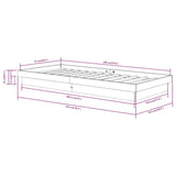 Bed Frame without Mattress Grey Solid Wood Small Single 819934