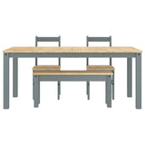 ZNTS 4 Piece Dining Set Panama Grey Solid Wood Pine 3345186