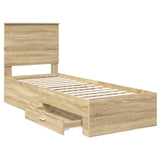 Bed Frame Sonoma Oak and Silver 70 x 190 cm Engineered Wood 3411370