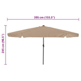 Garden Parasol Taupe 395 x 395 x 245 cm Polyester 42003647