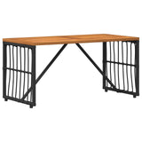 Outdoor Table Black 80 x 40 x 40 cm Steel and Poly Rattan 42025145