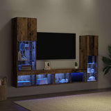 TV Cabinet with LED Strip Lights 4 pcs Old wood Engineered wood 3334389
