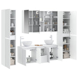 Bathroom Furniture Set 6 pcs White Engineered Wood and Glass 3407215