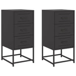 ZNTS Bedside Cabinets 2 pcs Black 36x39x78 cm Steel 846579