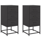 ZNTS Bedside Cabinets 2 pcs Black 36x39x78 cm Steel 846579