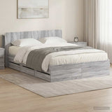 Bed Frame with Storage Grey Sonoma 160 x 200 cm Engineered Wood 3433975