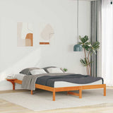 Bed Frame with Side Tables Wax Brown 140 x 220 cm 873249