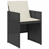 3 Piece Bistro Set with Cushions Black Poly Rattan 365062