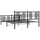 Metal Bed Frame without Mattress with Footboard Black 150x200cm 376344