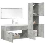 ZNTS 4 Piece Bathroom Furniture Set Concrete Grey Engineered Wood 3324900