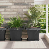 Square Flower Pot 24 pcs Black 33 x 33 x 26 cm Plastic 42020352
