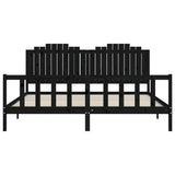 Bed Frame without Mattress Black 200x200 cm Solid Wood Pine 3192320