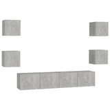 6 Piece TV Cabinet Set Concrete Grey Engineered Wood 3079082
