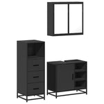 ZNTS 3 Piece Bathroom Furniture Set Black Engineered Wood 3301025