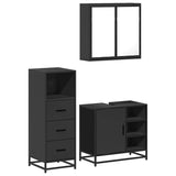 ZNTS 3 Piece Bathroom Furniture Set Black Engineered Wood 3301025