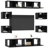 TV Cabinet Set 8 pcs 80 x 30 x 30 cm Black Oak Engineered Wood 3438604