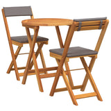 Garden Bistro Set with Cushion 3 pcs Brown Solid acacia wood 4105502