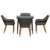Garden Dining Set with Cushion 5 pcs Grey Poly Rattan 3261678