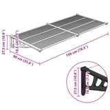 Door Canopy Black and Transparent 199x90 cm Polycarbonate 153685