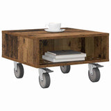 Side Table with Wheels Old Wood 50.5 x 50 x 30 cm 891030