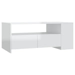 ZNTS Coffee Table High Gloss White 102x55x42 cm Engineered Wood 810923