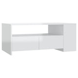 ZNTS Coffee Table High Gloss White 102x55x42 cm Engineered Wood 810923