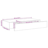 Floating Wall Shelf with Drawer Black 48x25x8 cm 288205