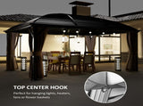 3 x 4m Hardtop Gazebo Canopy with Metal Roof, Aluminium Gazebo Permanent Pavilion with Netting and T3398P315897