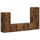 TV Cabinet Set Wall-mounted 4 pcs Smoked Oak Engineered Wood 3409029