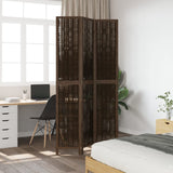 Room Divider 3 Panels Dark Brown Solid Wood Paulownia 358655