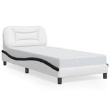 Bed Frame with LED without Mattress "Hvar" White and Black 90x190 cm 3213905