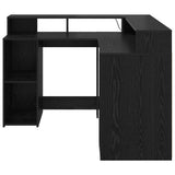 Desk with Shelf Black Oak 130 x 130 x 91 cm Engineered wood 3365617