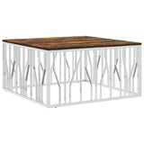 Coffee Table Silver Stainless Steel and Solid Wood Reclaimed 350069